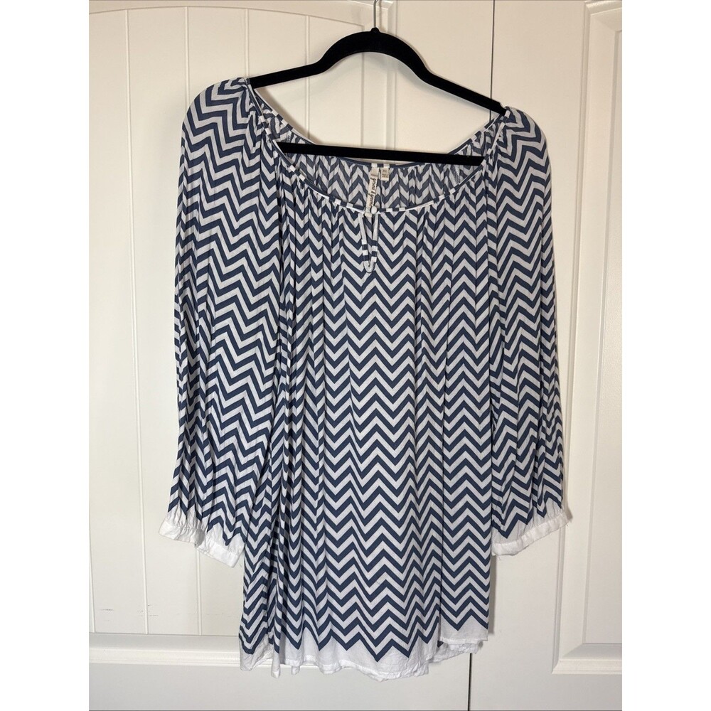 Grand & Greene XL Zig Zag Tonic Top Blue Wht